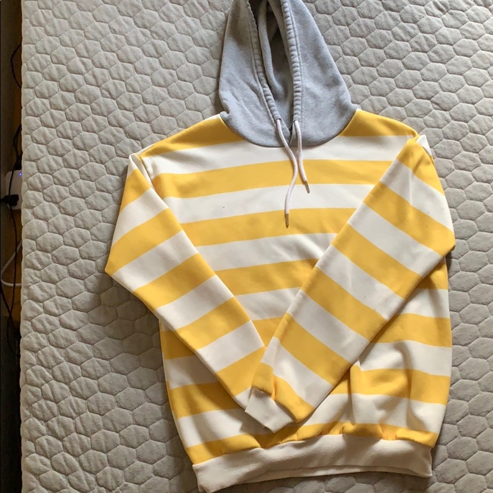 Yellow and white striped hoodie